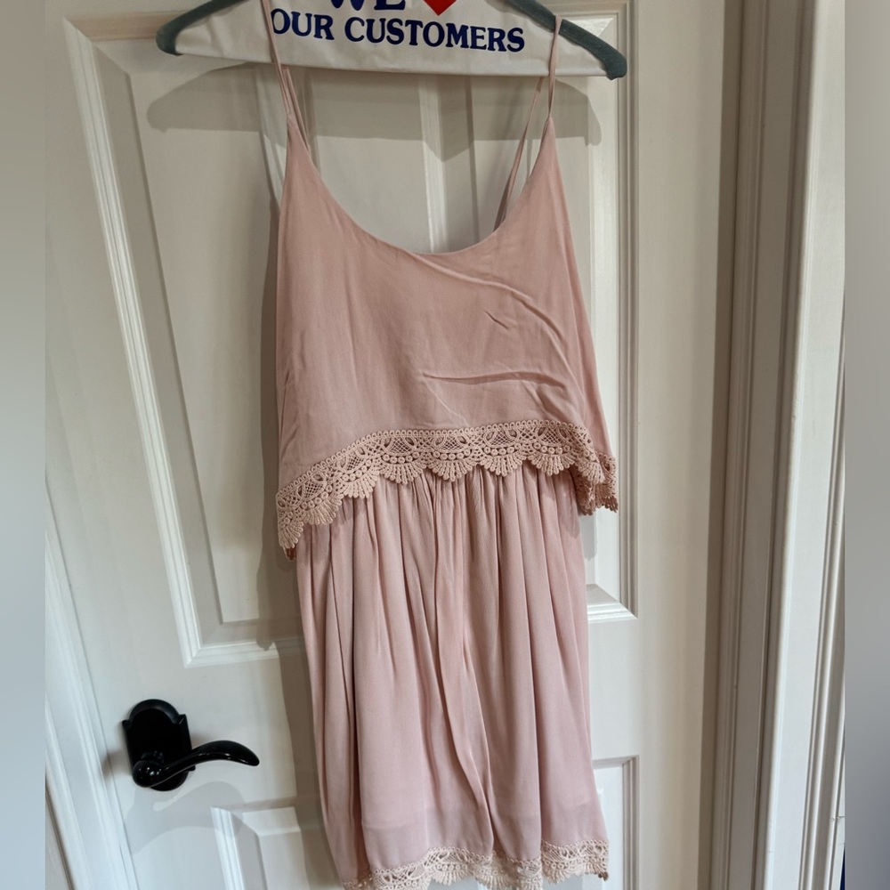 Pink dress with crochet detail